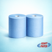 Case of 2 blue industrial monster wiper rolls measuring 400 metres for food processing and workshops