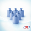 Case of 6 shrink-wrapped embossed 2-ply blue centrefeed rolls with 700 sheets per roll
