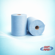 Case of 2 extra-wide 37cm industrial blue wiper rolls for heavy duty commercial cleaning