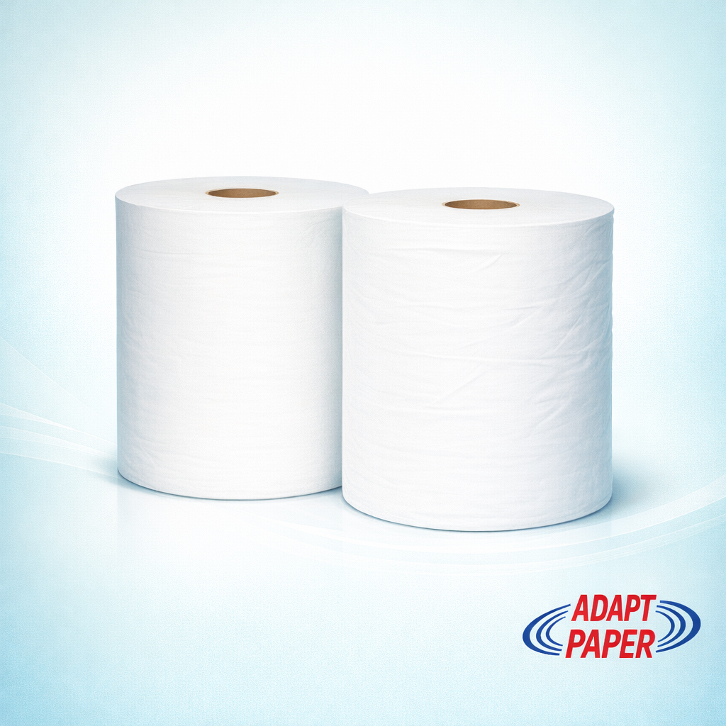 Case of 2 white industrial monster wiper rolls measuring 400 metres for clinical and commercial cleaning