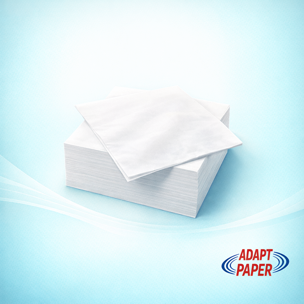Case of 2000 white 2-ply paper serviettes measuring 33 by 33cm for restaurant and catering use