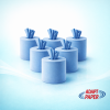 Case of 6 Adapt Paper embossed blue centrefeed rolls for catering