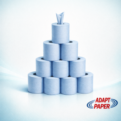 Case of 6 blue 2-ply centrefeed wiper rolls for commercial kitchens and workshops