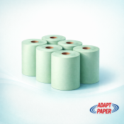 Six pack of 2-ply green dairy wipe rolls for milking parlour hygiene