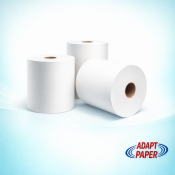 Case of 6 white 2-ply centrefeed wiper rolls with embossed texture